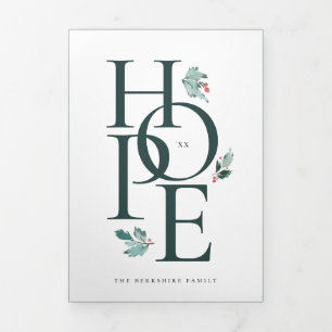 Invitation Trois Volets Holiday Hope Modern Botanical Berry Photo Trifold