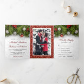 Invitation Trois Volets Holly Berry et Pine Feuille Mariage de Noël (Intérieur)