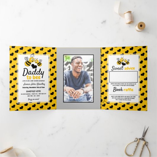 Invitation Trois Volets Honey Bee, Suite Baby shower (Intérieur)