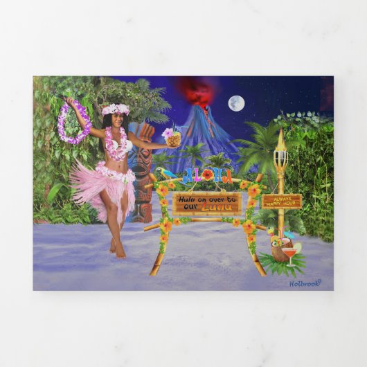 INVITATION TROIS VOLETS HULA SUR NOTRE LUAU (Page de couverture)