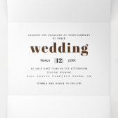 Invitation Trois Volets Hydrangée bleue et coeur sur bois mariage rustique (Intérieur au milieu)