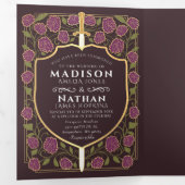 Invitation Trois Volets Imaginaire médiéval de l'épée et du bouclier Maria (Intérieur en premier)