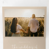 Invitation Trois Volets INDIE Boho crème Beige Earth Tone Mariage (Intérieur en premier)