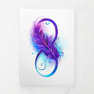 Invitation Trois Volets Infinity with purple feather