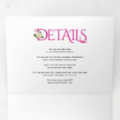Invitation Trois Volets Initiales et ampersand rose magenta, mariage rose (Intérieur en premier)