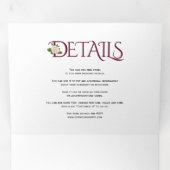 Invitation Trois Volets Initiales et ampersand rouges de Bourgogne, mariag (Intérieur en premier)