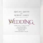 Invitation Trois Volets Initiales et ampersand rouges de Bourgogne, mariag (Intérieur au milieu)