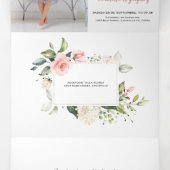 Invitation Trois Volets Invitacion Bautizo Con Flores Photo Baptême (Intérieur au milieu)