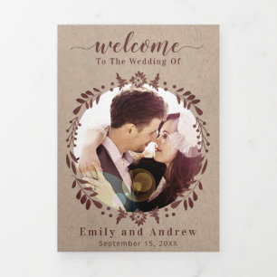 Invitation Trois Volets Itinéraire du Mariage de la couronne de tourbe de