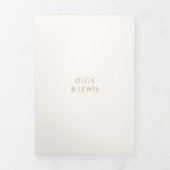 Invitation Trois Volets Ivoire simple et Mariage moderne or (Page de couverture)