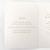 Invitation Trois Volets Ivoire simple et Mariage moderne or (Intérieur en premier)