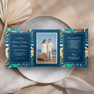 Invitation Trois Volets Jardin de feuilles tropicales exotiques Photo de m
