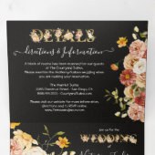 Invitation Trois Volets Jardin fleuri floral Mariage sombre et lunatique (Intérieur en premier)