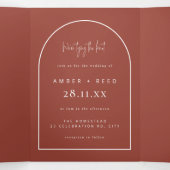 Invitation Trois Volets Jeu de jonction Arch moderne Mariage Terracotta Sc (Intérieur au milieu)