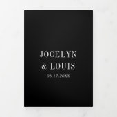 Invitation Trois Volets Jocelyn Black Mariage moderne (Page de couverture)