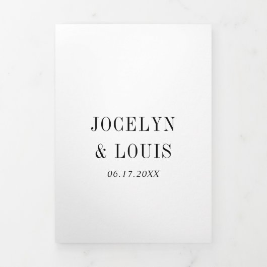 Invitation Trois Volets Jocelyn Mariage moderne noir et blanc (Page de couverture)