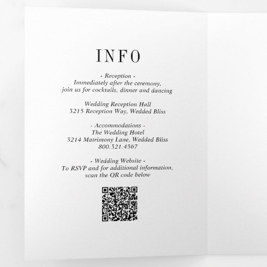 Invitation Trois Volets Jocelyn Mariage moderne noir et blanc (Intérieur en premier)