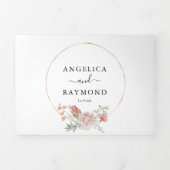 Invitation Trois Volets Joli dans Pêche Botanique Mariage élégant (Page de couverture)