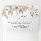 Invitation Trois Volets Joli dans Pêche Botanique Mariage élégant (Intérieur en premier)