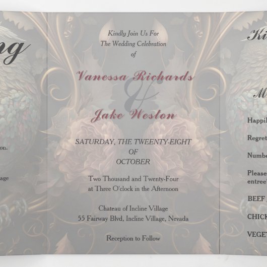 Invitation Trois Volets Joli Mariage (Intérieur au milieu)