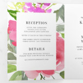 Invitation Trois Volets Joli Mariage d'aquarelle fleurie de printemps (Intérieur en premier)