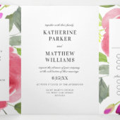 Invitation Trois Volets Joli Mariage d'aquarelle fleurie de printemps (Intérieur au milieu)