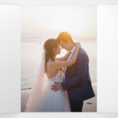 Invitation Trois Volets Joyau bleu romantique Gem Bow QR Code Mariage (Intérieur au milieu)