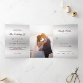 Invitation Trois Volets Joyau rouge romantique Gem Bow Code QR Mariage (Intérieur)