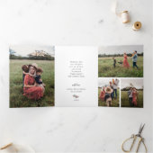 Invitation Trois Volets Joyeux Noël Botanique Wreath Holiday Photo (Intérieur)