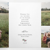 Invitation Trois Volets Joyeux Noël Botanique Wreath Holiday Photo (Intérieur au milieu)