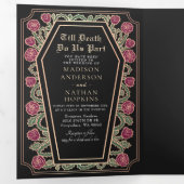 Invitation Trois Volets Jusqu'à la mort faisons-nous partie Rose noir Mari (Intérieur en premier)