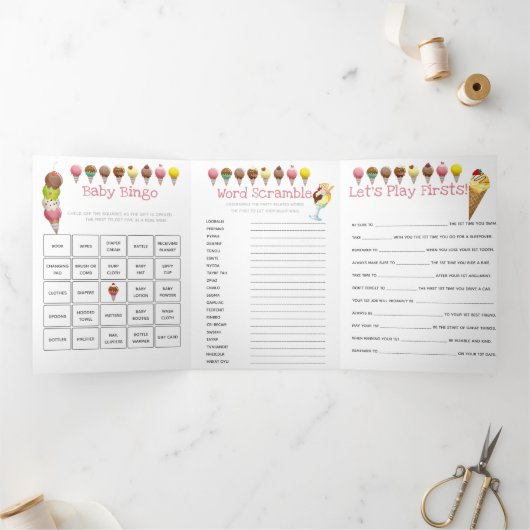 Invitation Trois Volets La crème glacée d'été (Intérieur)