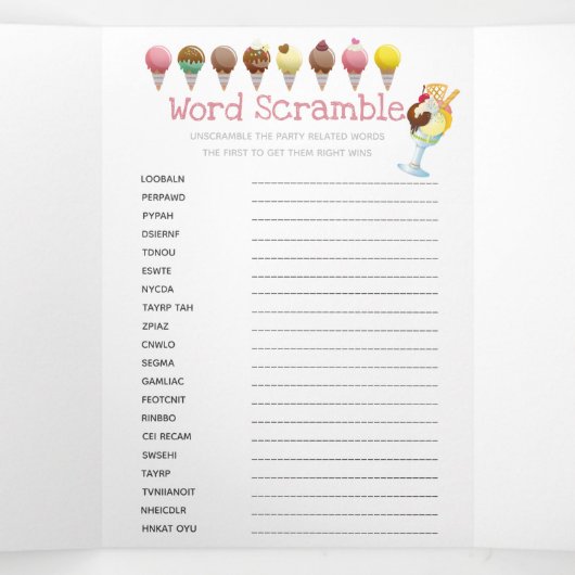 Invitation Trois Volets La crème glacée d'été (Intérieur au milieu)