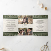 Invitation Trois Volets La frontière verte ivoire en un seul Mariage indie (Intérieur)