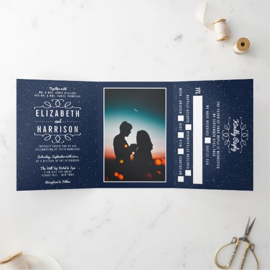 Invitation Trois Volets La suite Mariage de nuit étoilée (Intérieur)