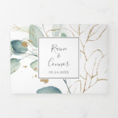 Invitation Trois Volets La verdure aérienne | Mariage arrière feuille tout (Page de couverture)