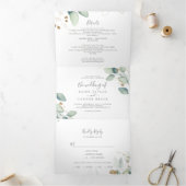 Invitation Trois Volets La verdure aérienne | Mariage arrière feuille tout (Intérieur)
