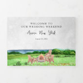 Invitation Trois Volets Lac Cayuga NY | Tri-pliage Mariage illustré (Page de couverture)