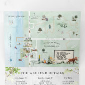 Invitation Trois Volets Lac Cayuga NY | Tri-pliage Mariage illustré (Intérieur en premier)