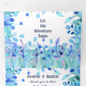 Invitation Trois Volets Laissez l'aventure commencer Blue Floral (Intérieur en premier)