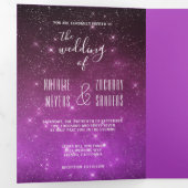 Invitation Trois Volets L'amour céleste écrit en étoiles Mariage photo (Intérieur en premier)