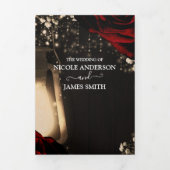 Invitation Trois Volets Lanterne & Roses rouges Romantique Rustique Mariag (Page de couverture)