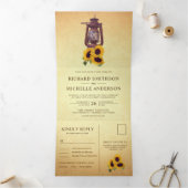 Invitation Trois Volets Lanterne rustique à huile de tournesol tout en un (Intérieur)