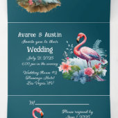 Invitation Trois Volets Las Vegas Flamants roses roses (Intérieur au milieu)