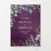 Invitation Trois Volets Lavande et Eucalyptus Code QR Mariage Violet (Page de couverture)