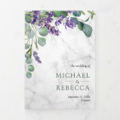 Invitation Trois Volets Lavande rustique et Mariage d'arc photo Eucalyptus (Page de couverture)