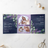 Invitation Trois Volets Lavender Eucalyptus Photo Arche marine Mariage ble (Intérieur)