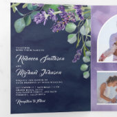 Invitation Trois Volets Lavender Eucalyptus Photo Arche marine Mariage ble (Intérieur en premier)