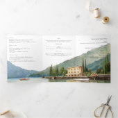 Invitation Trois Volets Le lac de Côme Italie | Mariage illustré (Intérieur)