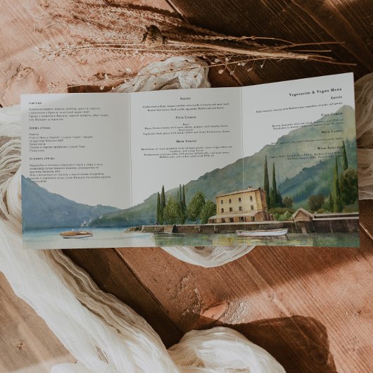 Invitation Trois Volets Le lac de Côme Italie | Mariage illustré